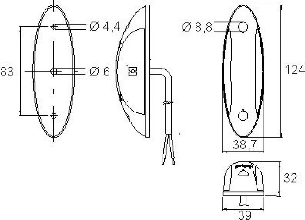 Jokon Markering LED SPL2011 Ovaal Opbouw Rood/Wit Zwart Frame